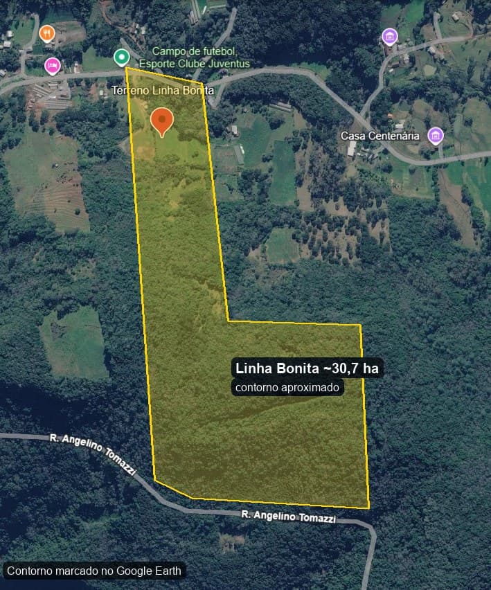 Mapa de Área Exclusiva de 30 Hectares na Linha Bonita – Gramado/RS